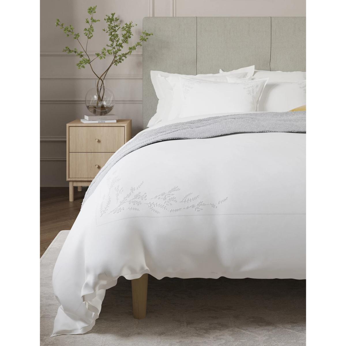 M&S Rose-Ella Sateen Embroidered Bedding Set - SGL - White, White – image 3