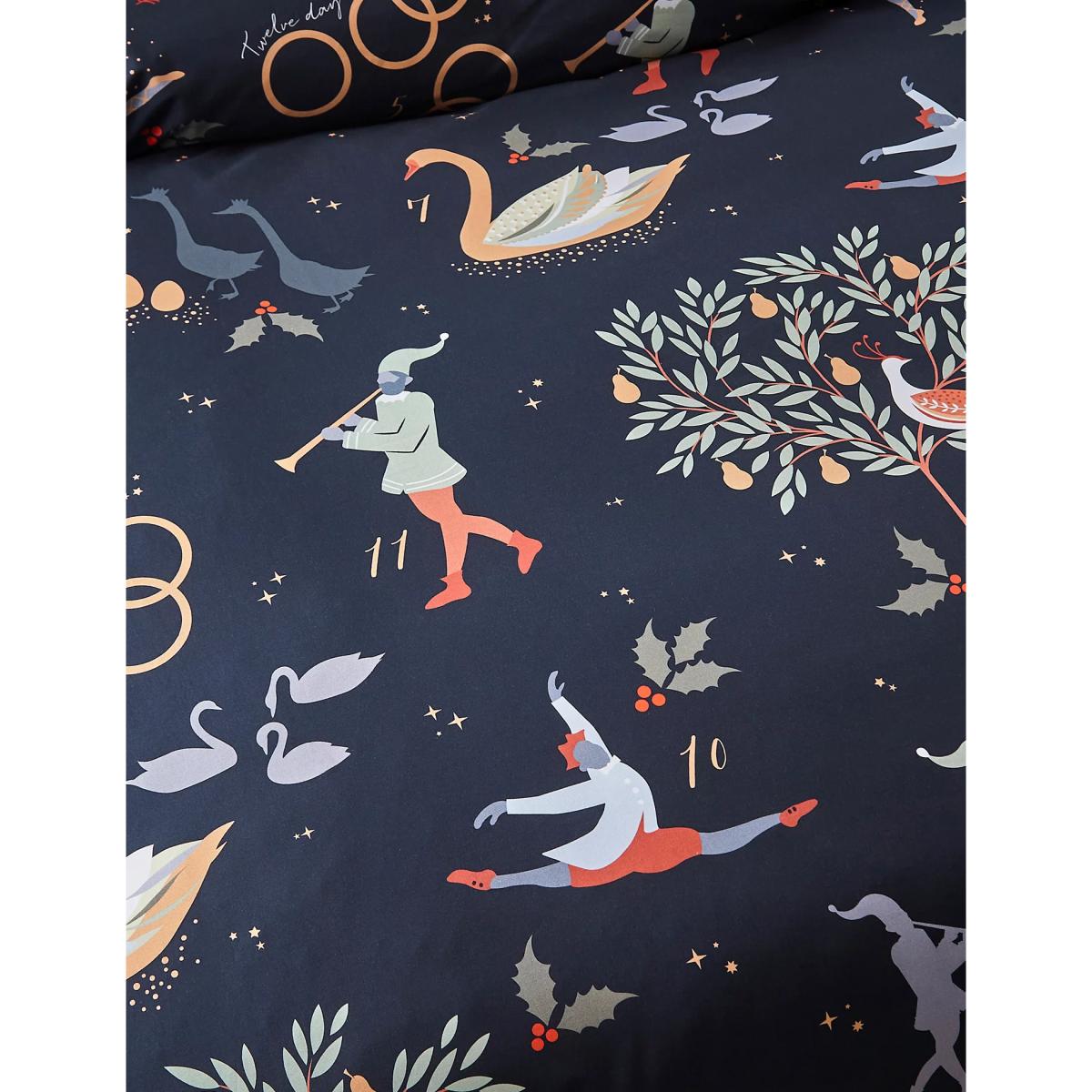 Sara Miller Pure Cotton Percale 12 Days Of Christmas Bedding Set - SGL - Midnight, Midnight – image 3