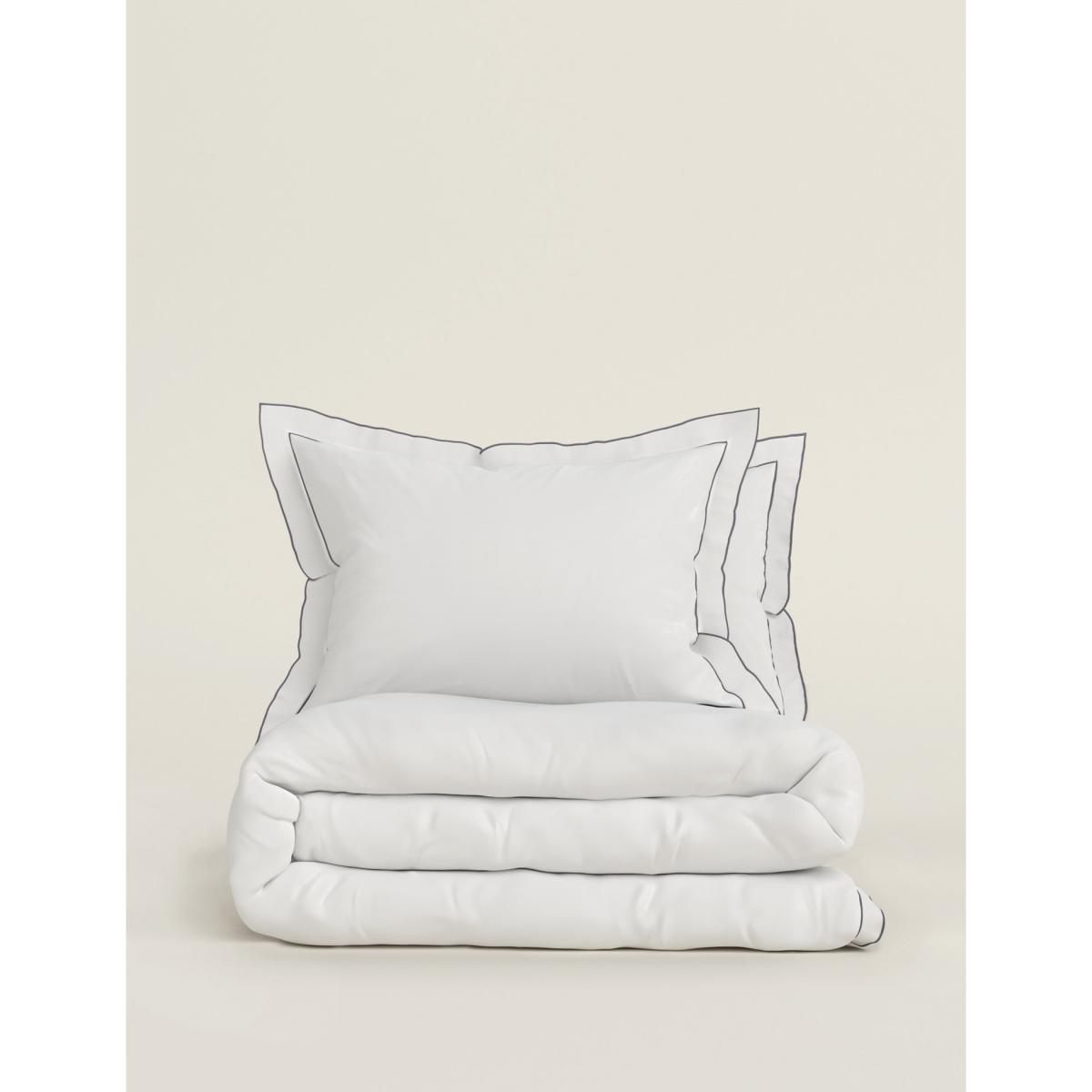 M&S Cotton Blend Embroidered Bedding Set - 5FT - Grey Mix, Grey Mix – image 4