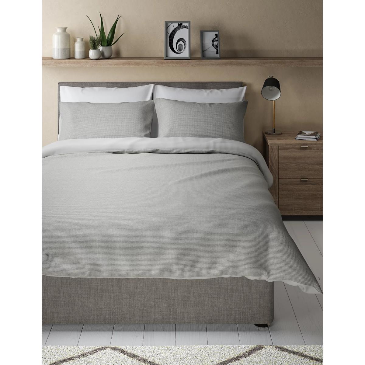 M&S Cotton Rich Waffle Bedding Set - SGL - Grey, Grey – image 2