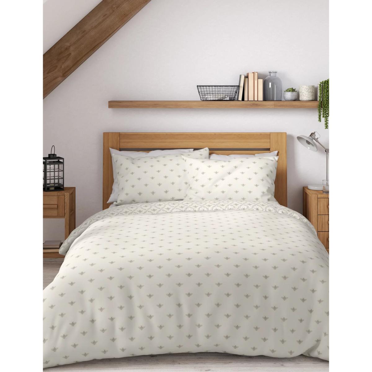M&S Cotton Mix Bee Bedding Set - SGL - Sage Mix, Sage Mix,Ochre,Grey Mix – image 6
