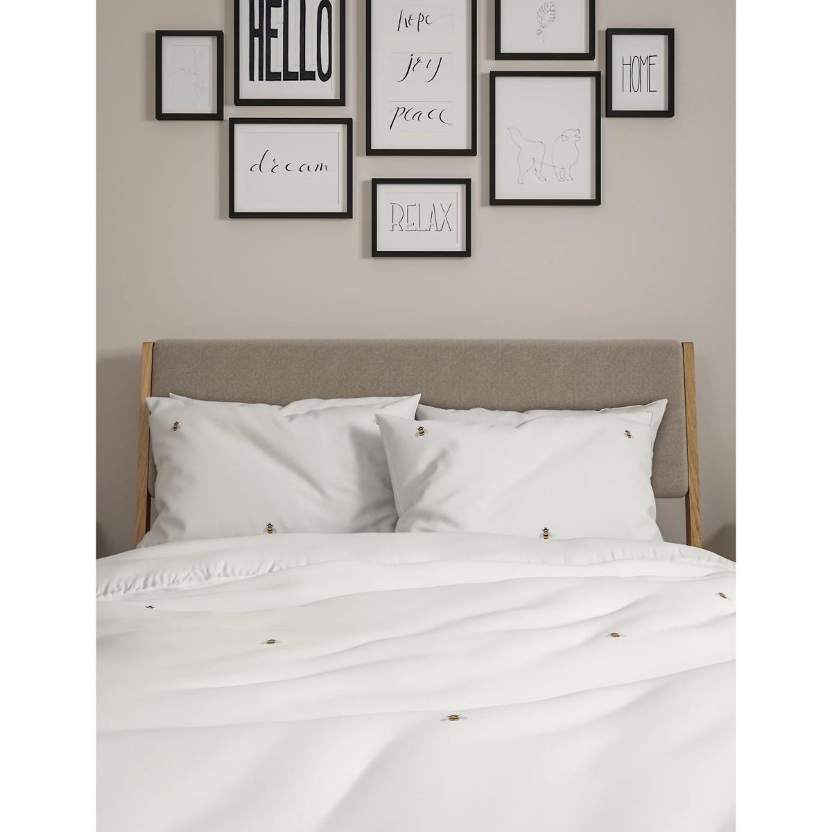 M&S Pure Cotton Bee Embroidered Bedding Set - SGL - White Mix, White Mix – image 2