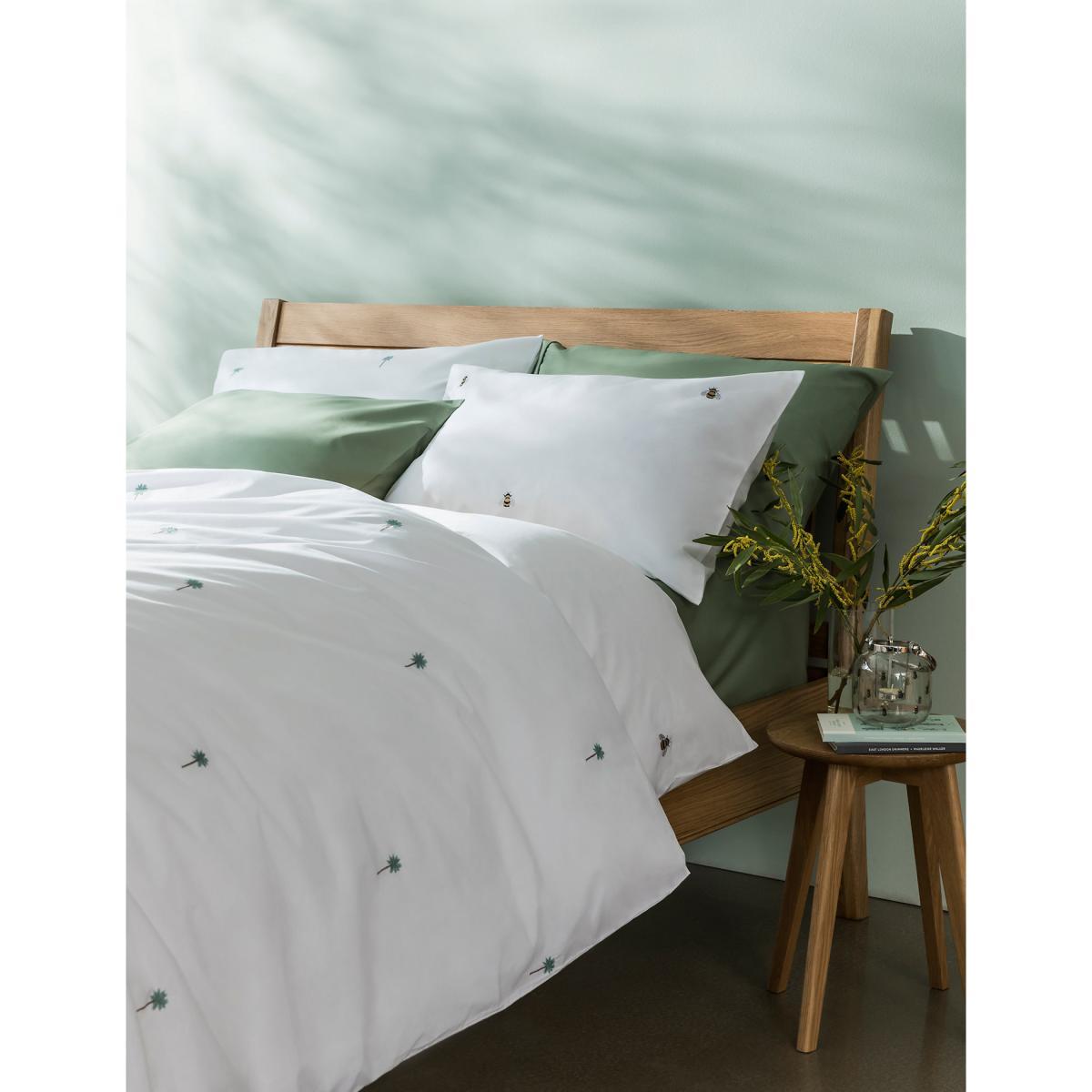 M&S Pure Cotton Bee Embroidered Bedding Set - SGL - White Mix, White Mix – image 5