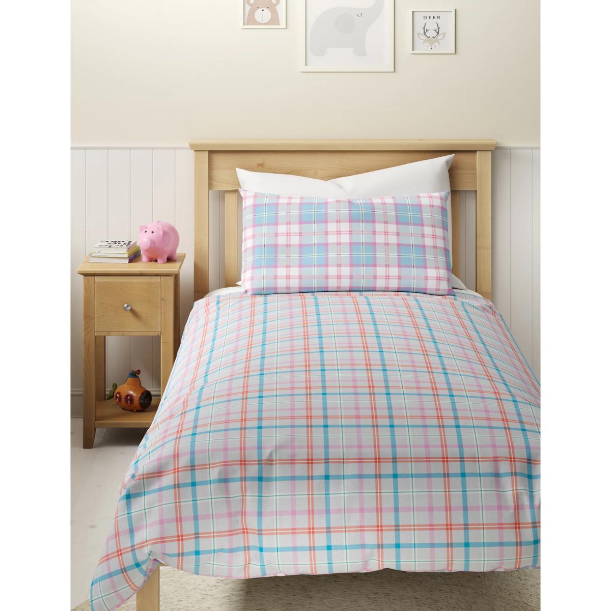 M&S Cotton Mix Checked Bedding Set - SGL - Pink Mix, Pink Mix – image 4