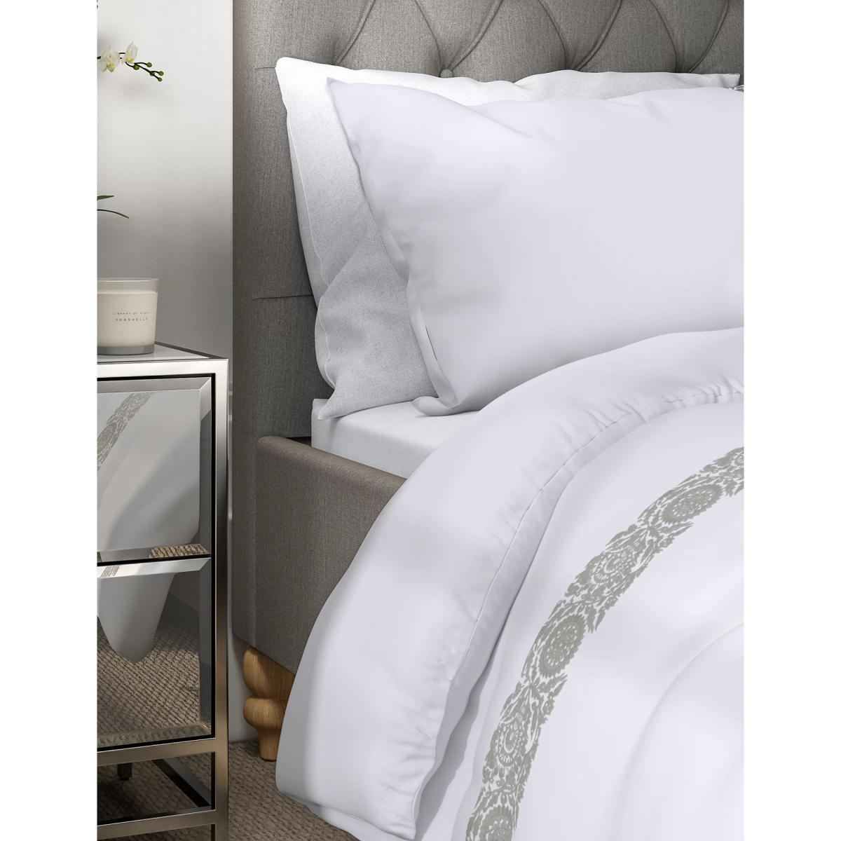 M&S Pure Cotton Embroidered Edge Bedding Set - SGL - White Mix, White Mix – image 4