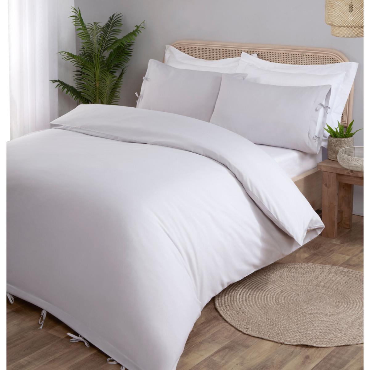 My Home Moda Tied Duvet Cover and Pillowcase Set  - Silver / Single – image 2