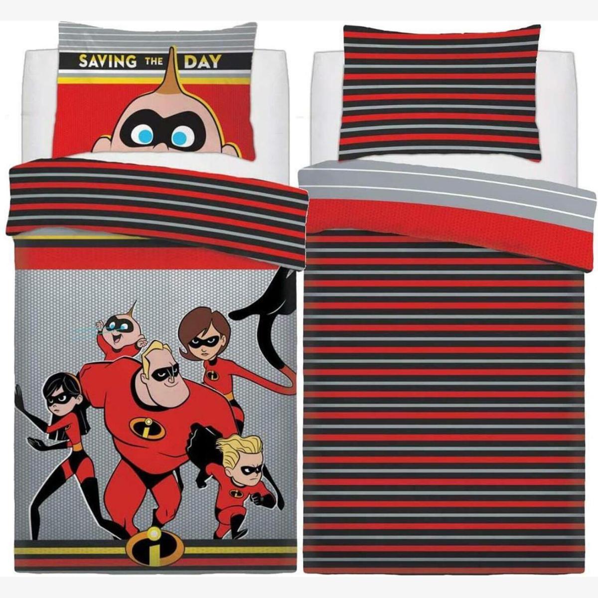 Reversible Action Duvet Quilt Cover with Pillowcase Bedding Set - Red / Single – image 1