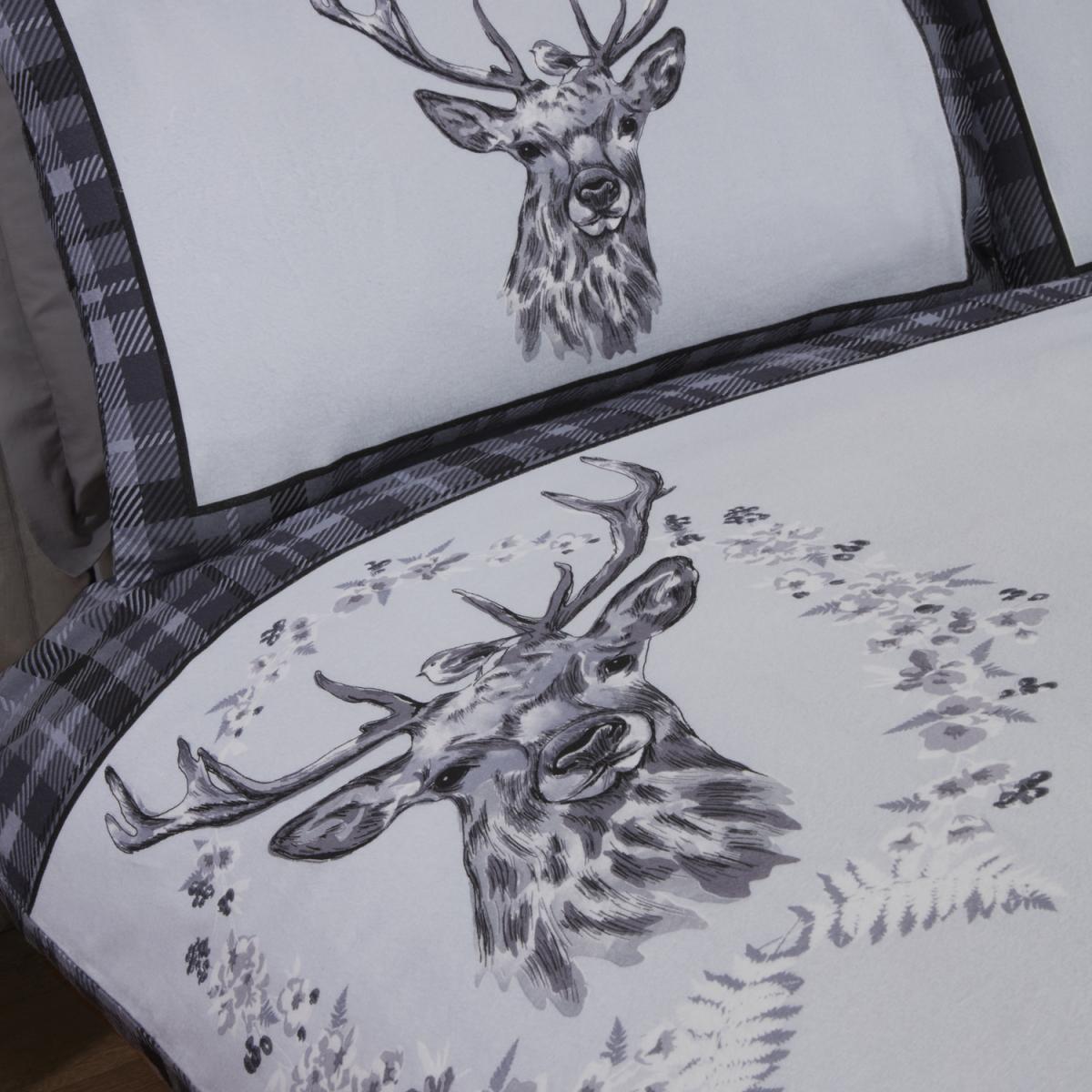 Angus Stag Brushed Cotton Bedding Set - Grey / Single – image 3
