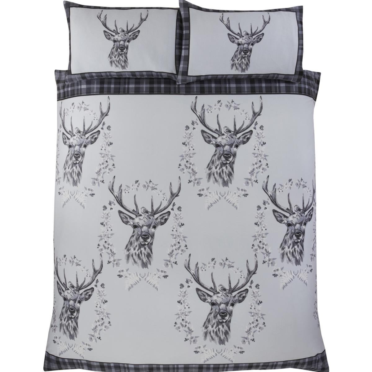 Angus Stag Brushed Cotton Bedding Set - Grey / Single – image 4