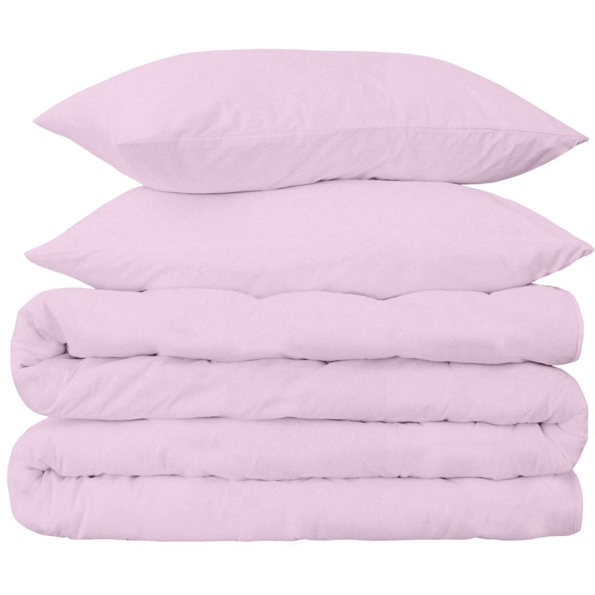 Flannel Fleece Single Duvet Set with pillowcases 50x70cm - Pink / 0.9kg – image 3