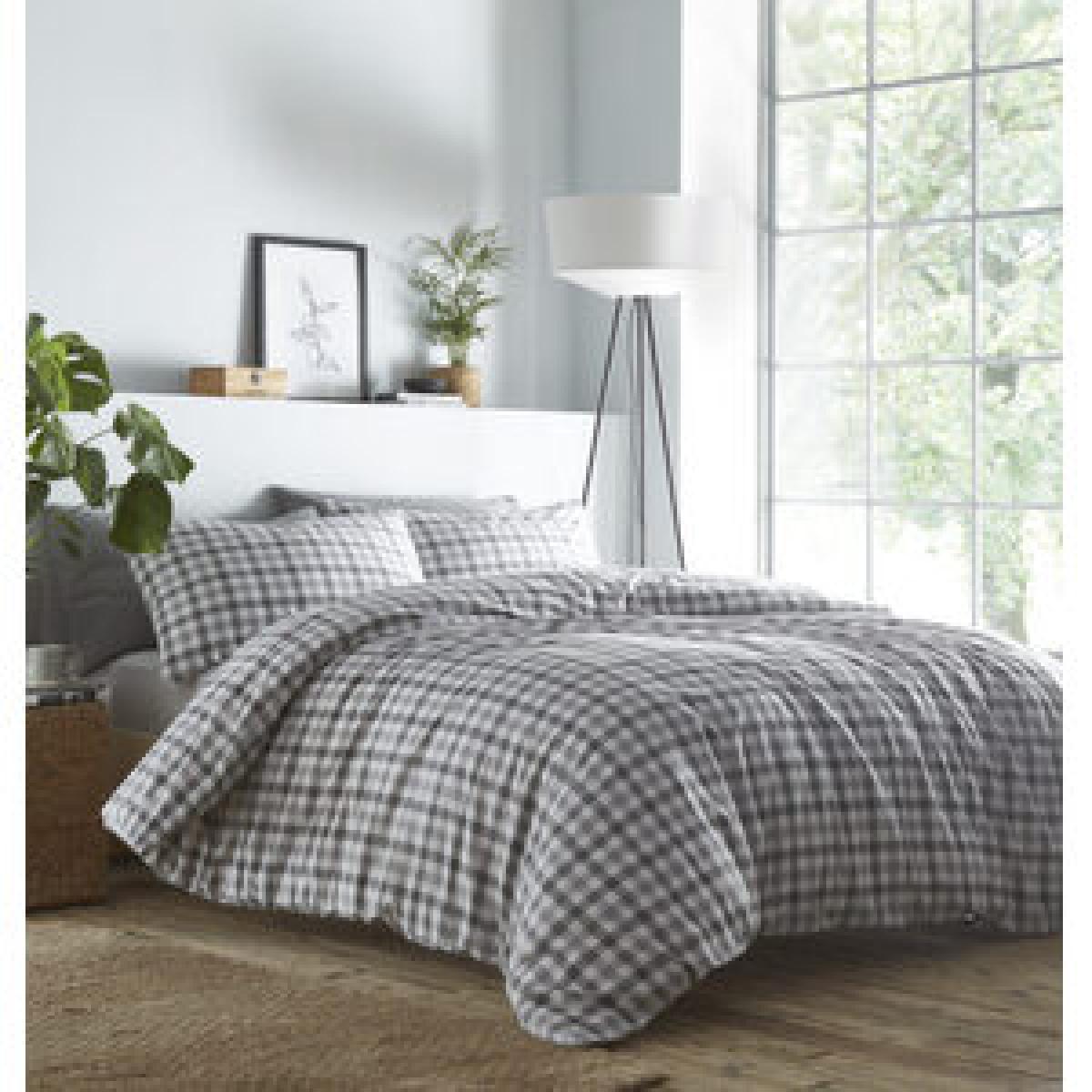 Gingham Grey Single Duvet Set - Green / Single – image 4