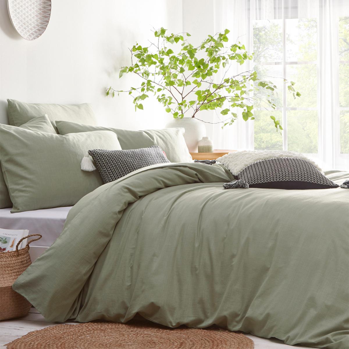 Linen Look Duvet Cover Set - Grey / Single – image 4