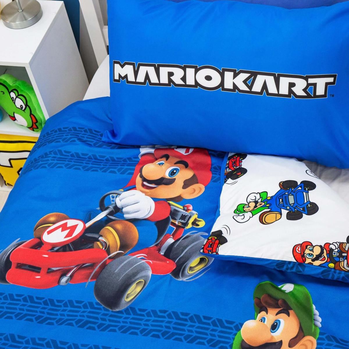 Mario Duvet Cover with Pillowcase Quilt Car Kart Video Game Bedding Set - Blue / Single – image 3