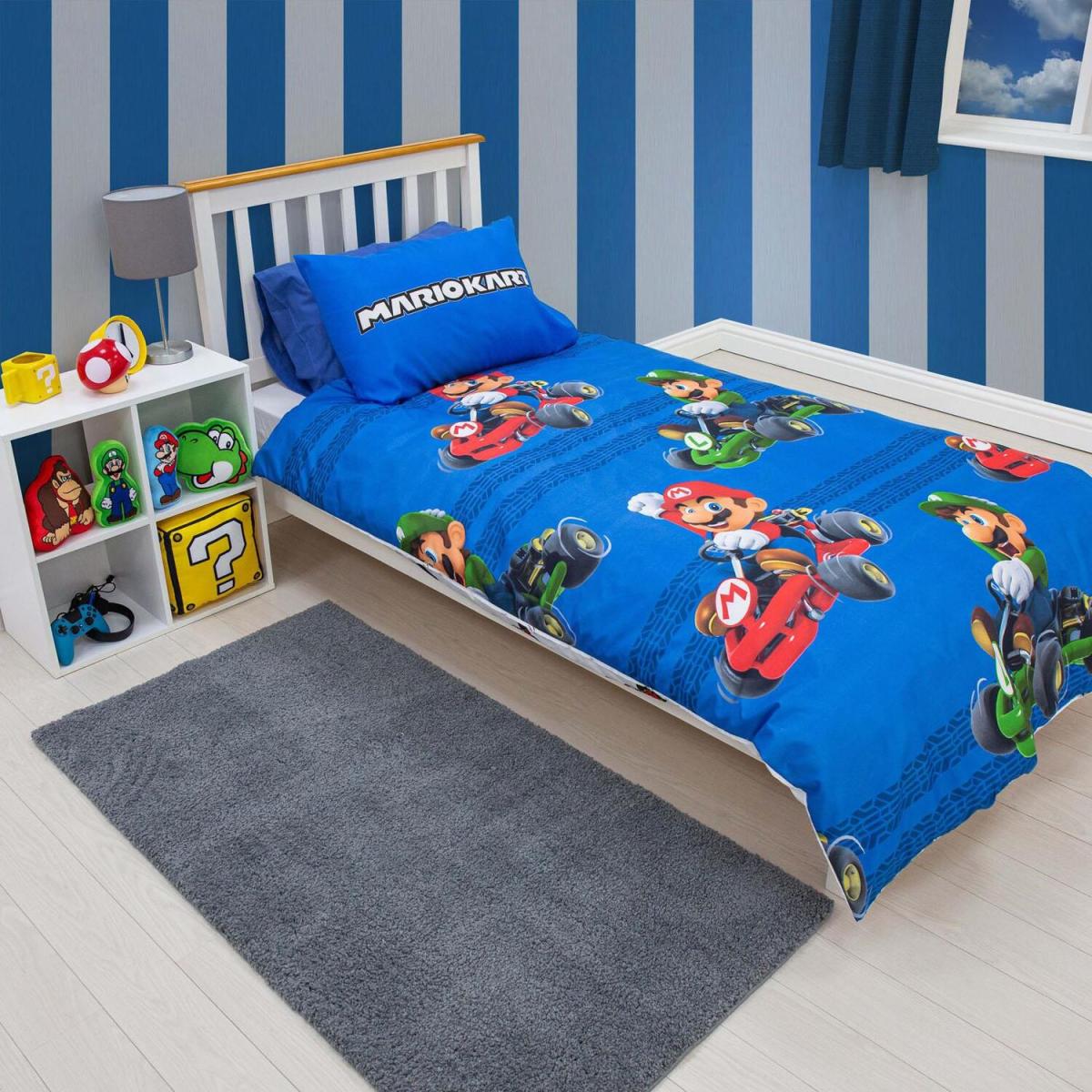 Mario Duvet Cover with Pillowcase Quilt Car Kart Video Game Bedding Set - Blue / Single – image 4