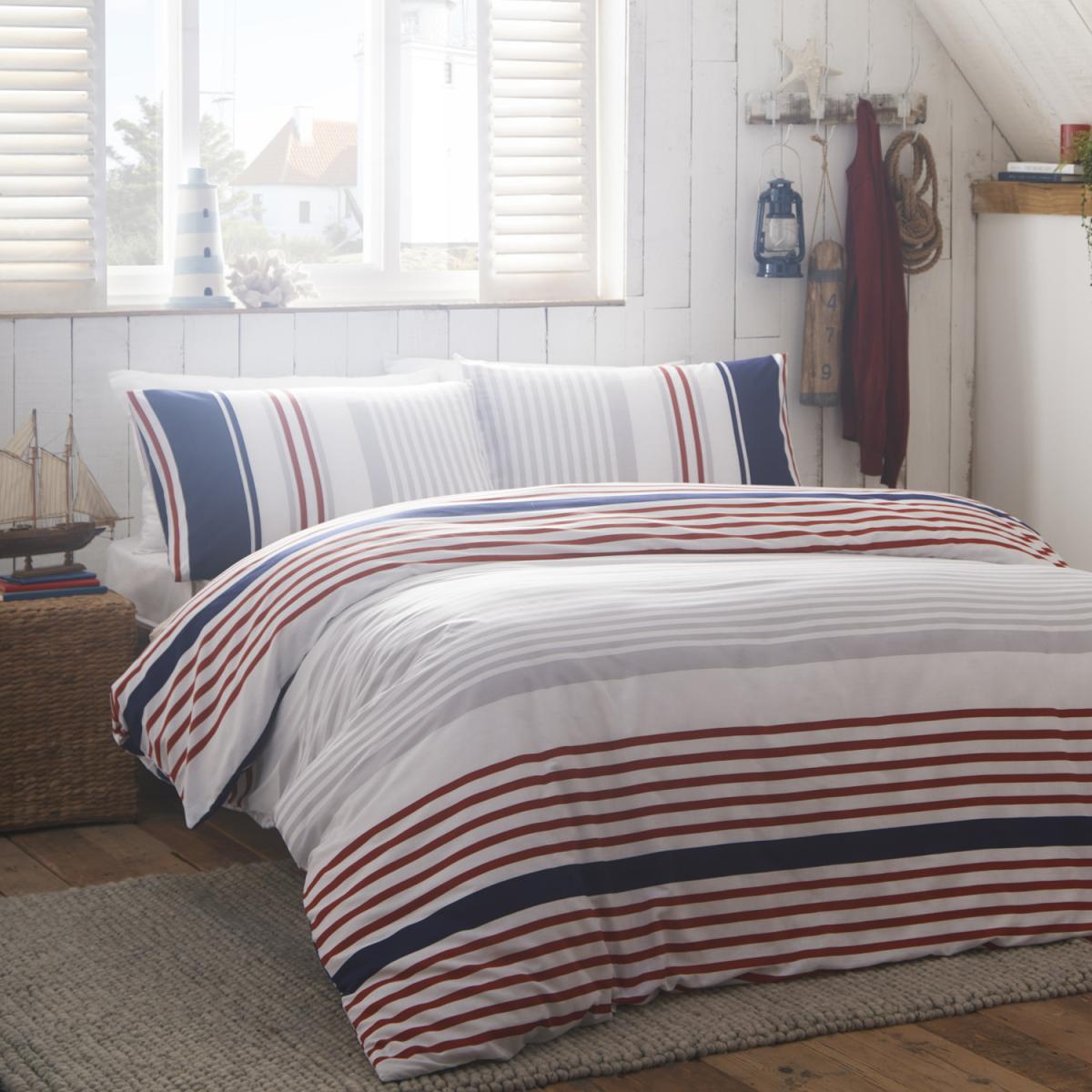 Nautical Stripe Duvet Set - Red / Single – image 2