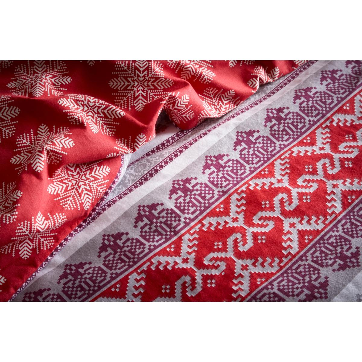 Flannelette Prague Duvet Cover and Pillowcase Set - Red / Single – image 3