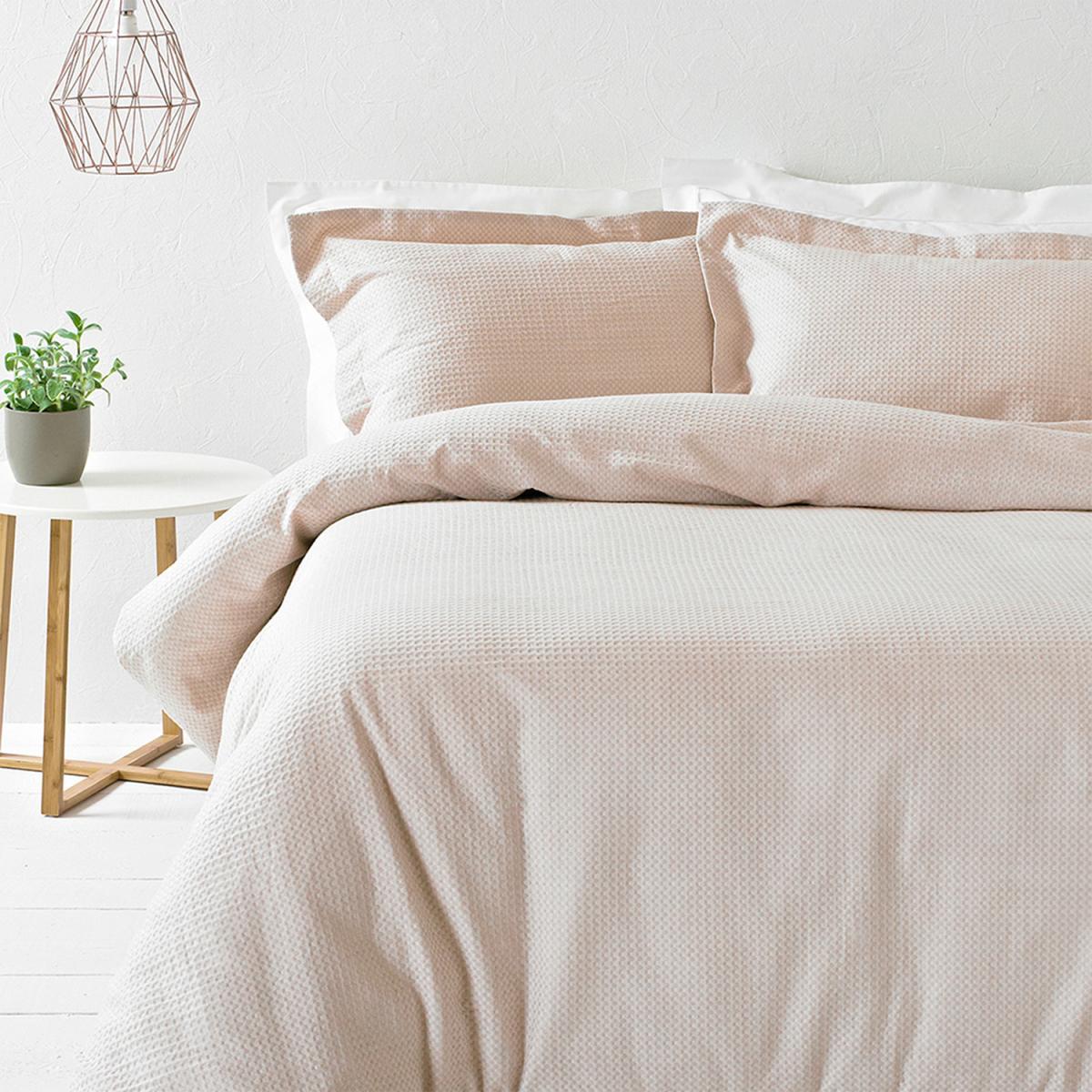 Textured Waffle Duvet Cover Set - Blush / Single – image 2
