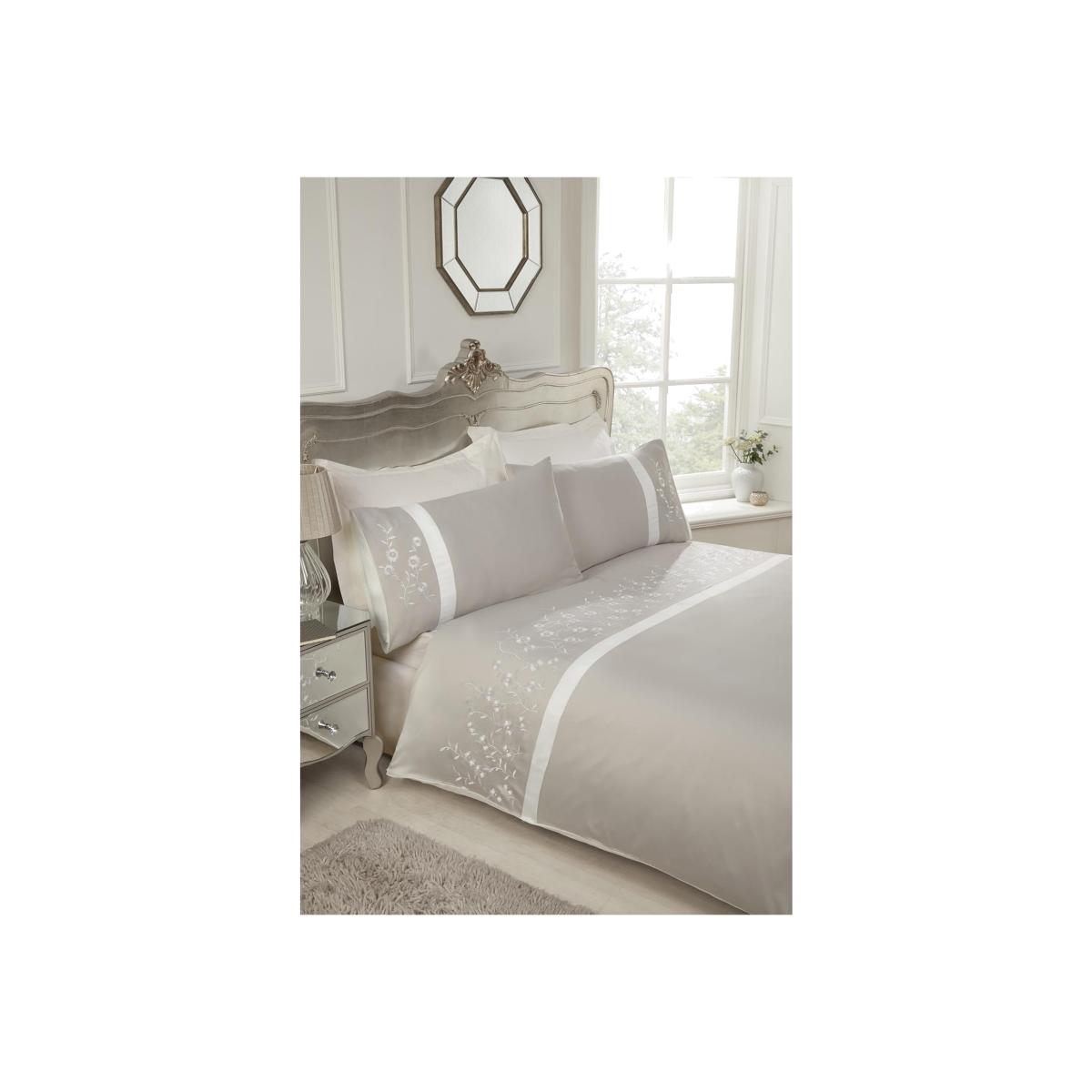 Aster Embroidery Duvet Cover - Grey / Single