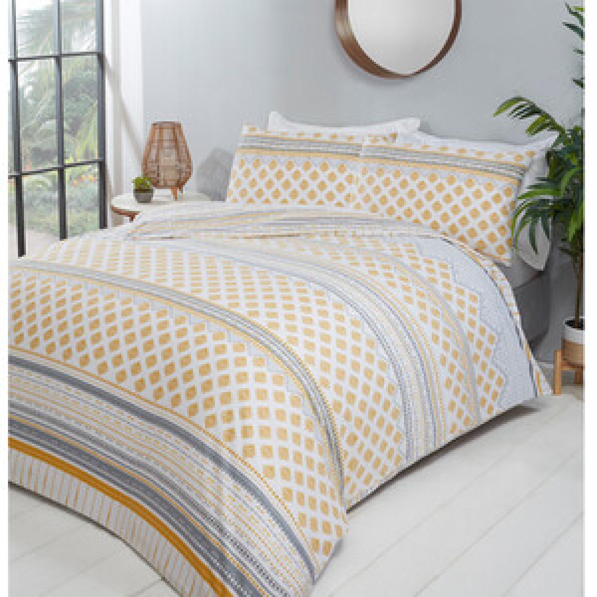 Samara Tribal Duvet Cover and Pillowcase Set - Ochre / Single – image 7