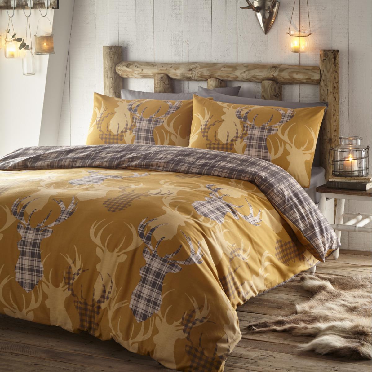 Tartan Stag Duvet Set - Plum / Single – image 3