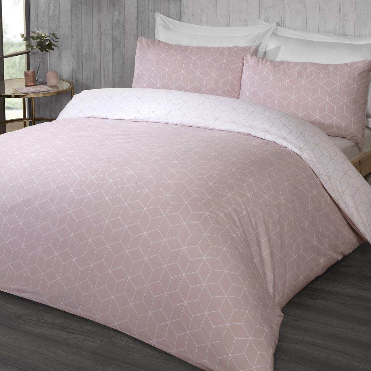 Apollo Geo Duvet Cover and Pillowcase Set - Blush / Single – image 2
