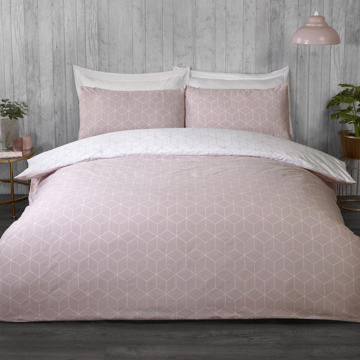 Apollo Geo Duvet Cover and Pillowcase Set - Blush / Single – image 1