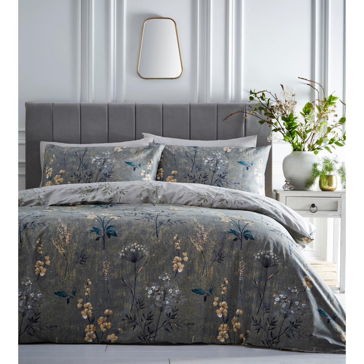 Florette Duvet Cover and Pillowcase Set - Green/Ochre / Single – image 4