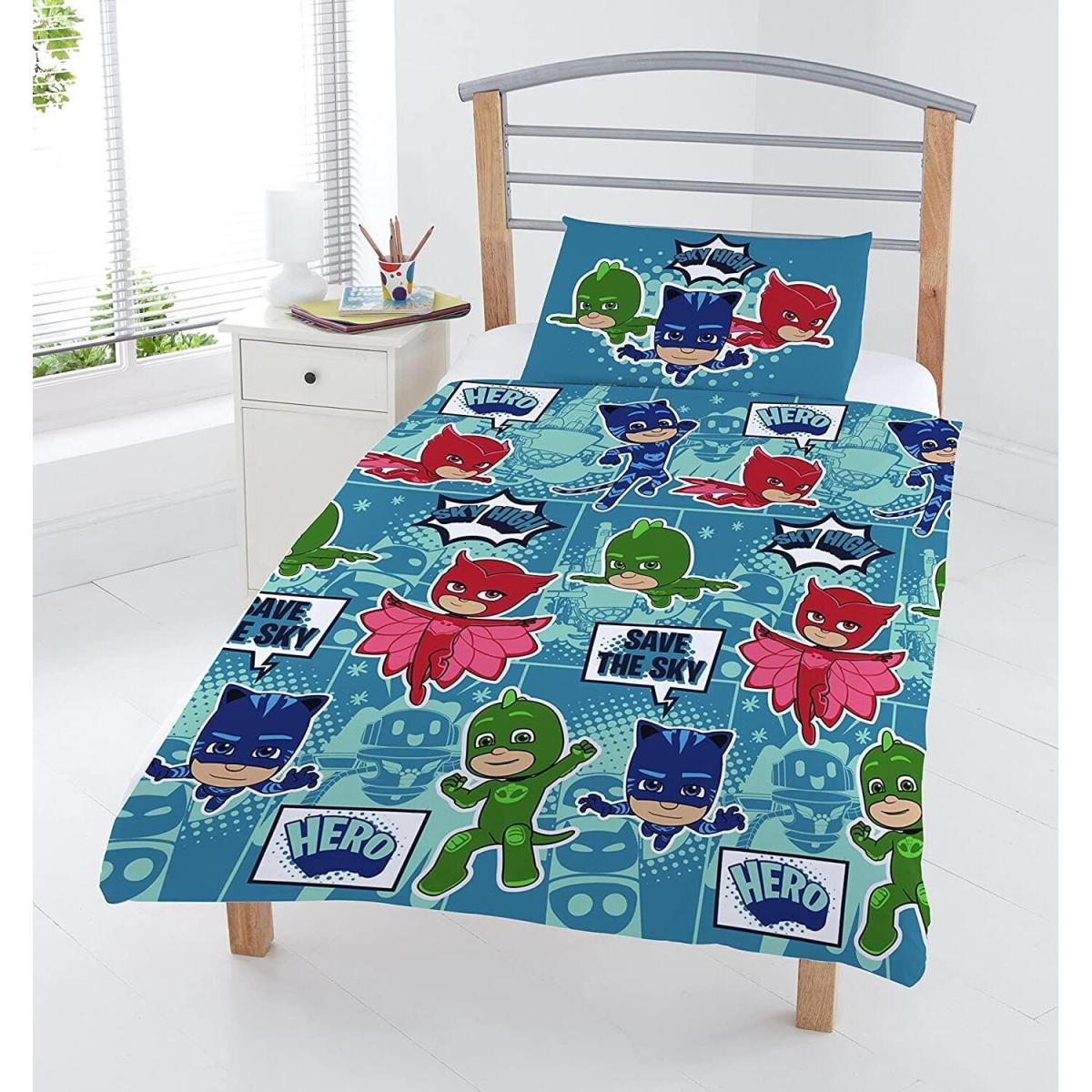Hero Reversible Duvet Quilt Cover with Pillowcase Bedding Set - Blue / Single – image 2