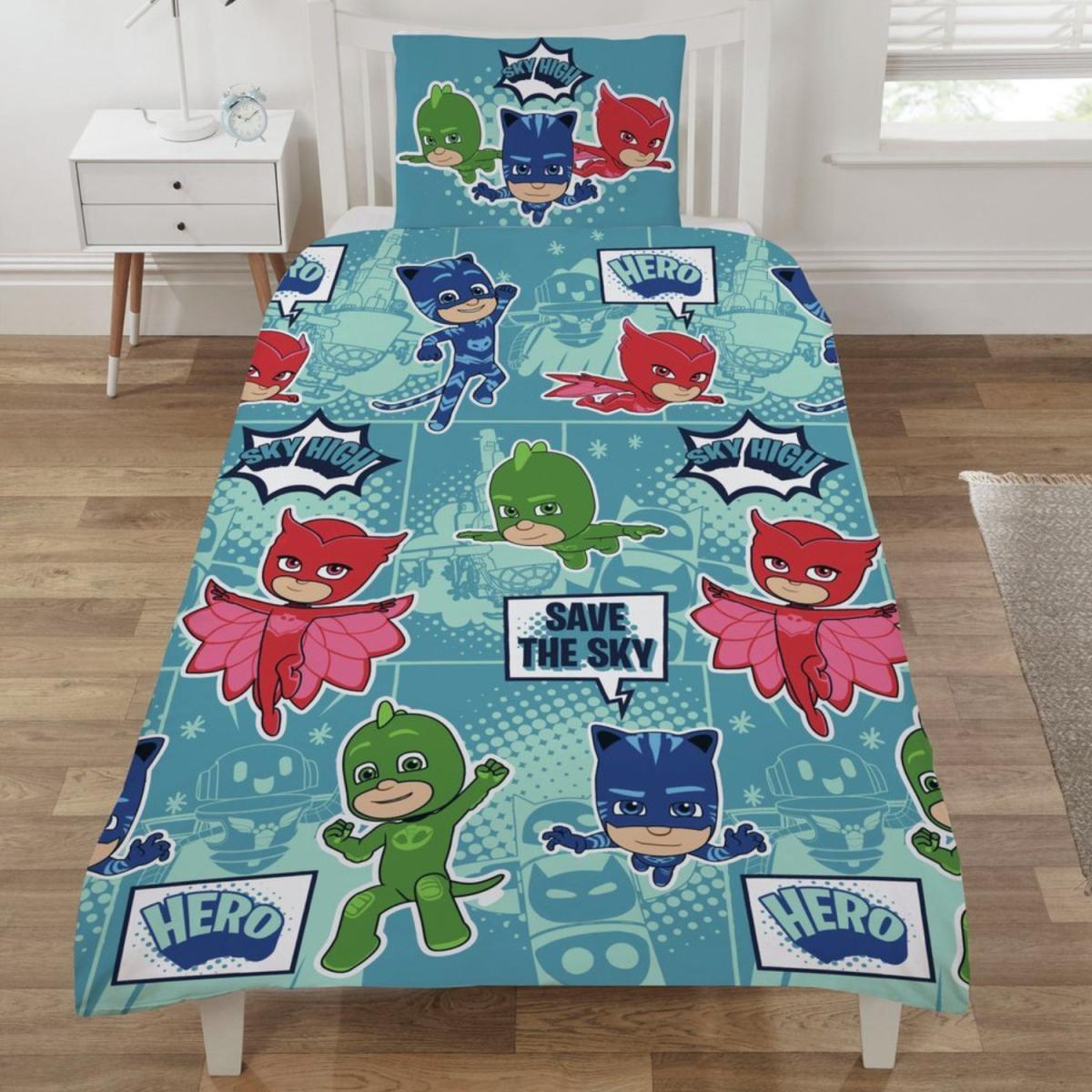 Hero Reversible Duvet Quilt Cover with Pillowcase Bedding Set - Blue / Single – image 1