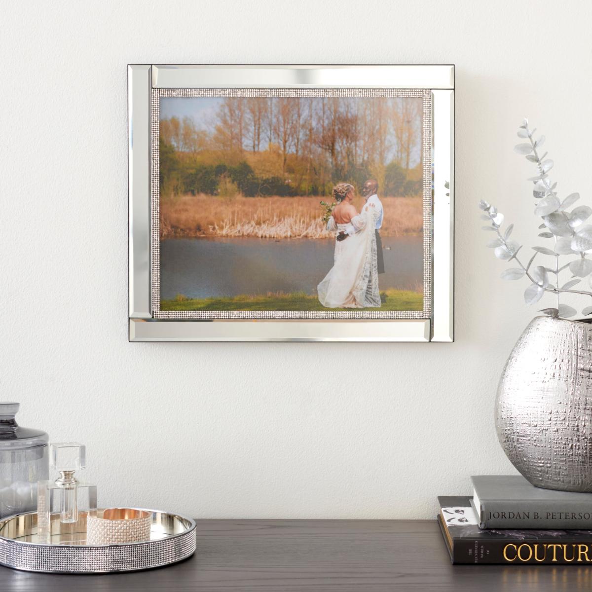 Diamante Photo Frame 12" x 10" (30 x 25cm) Silver – image 1