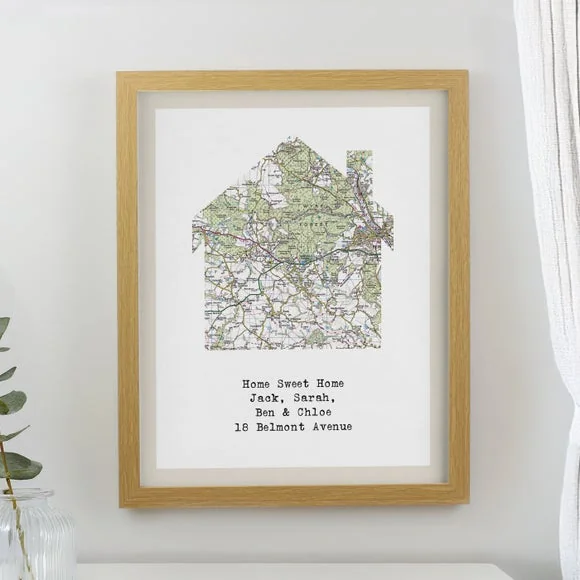 Personalised Present Day Map Home Poster Frame – image 2