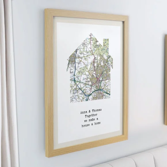 Personalised Present Day Map Home Poster Frame – image 1