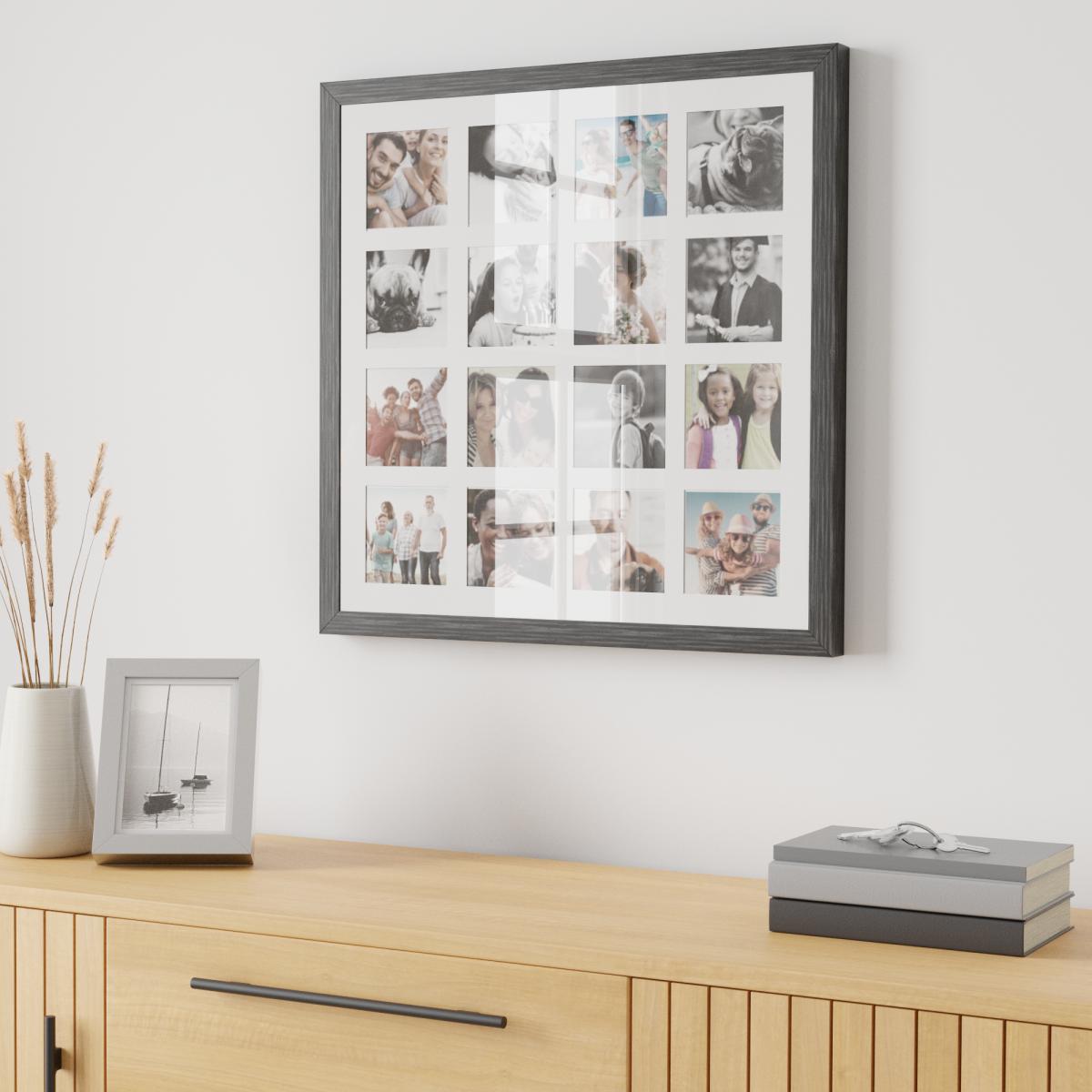 Grey Square Multi App Photo Frame Grey