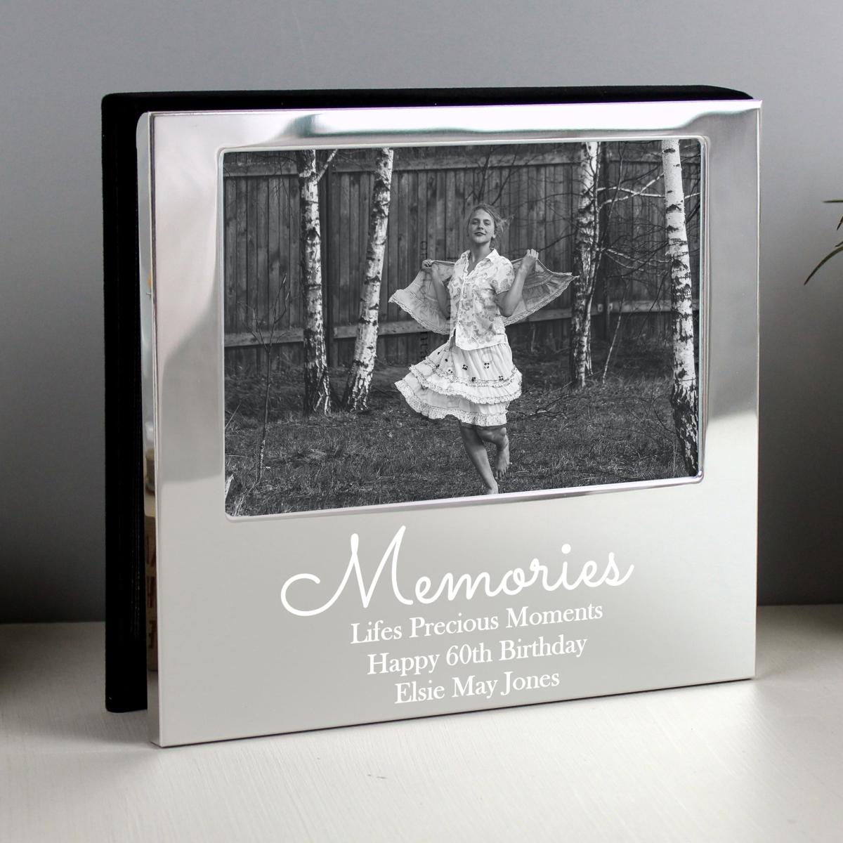 Personalised Memories Landscape Photo Frame Album Silver – image 3