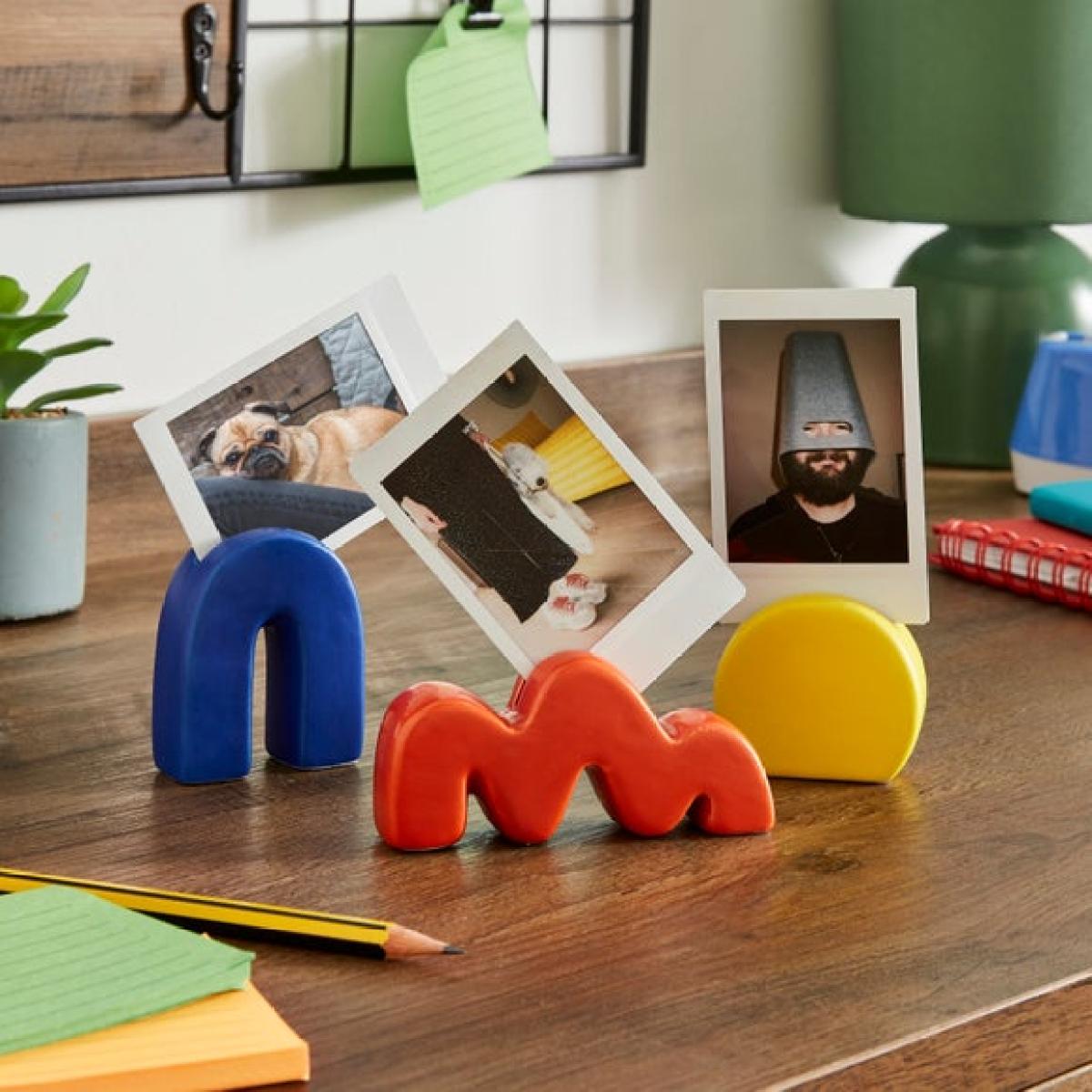 Set of 3 Multicoloured Abstract Shape Photo Holders – image 1