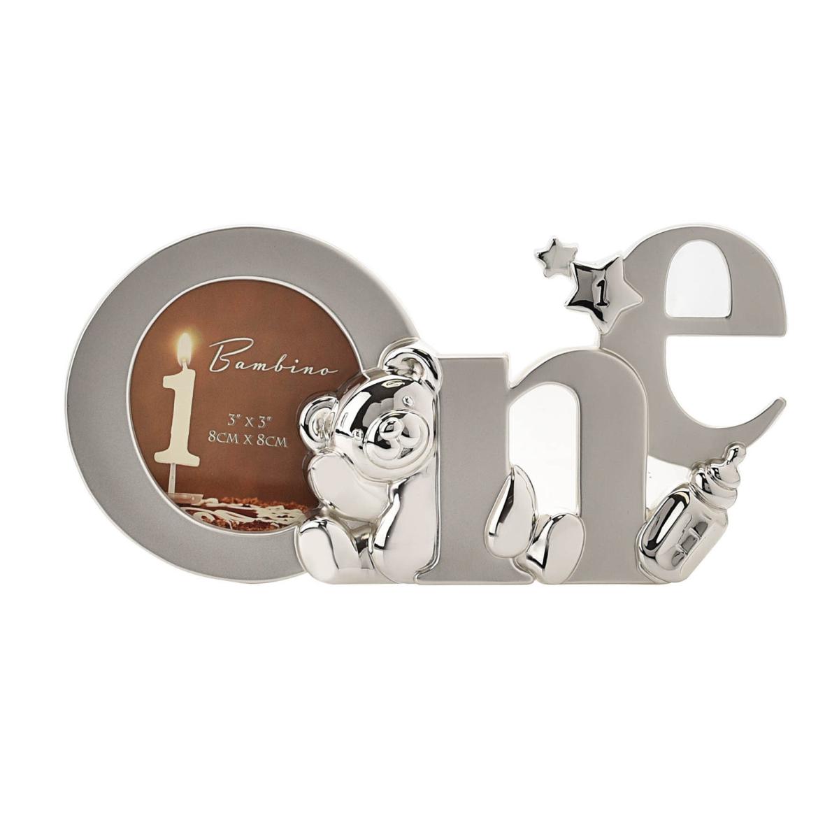 Bambino Silver effect Cutout Letters 'One' Photo Frame Silver – image 2