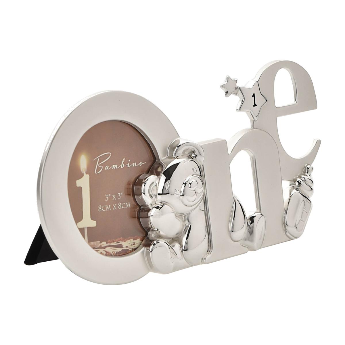 Bambino Silver effect Cutout Letters 'One' Photo Frame Silver – image 1