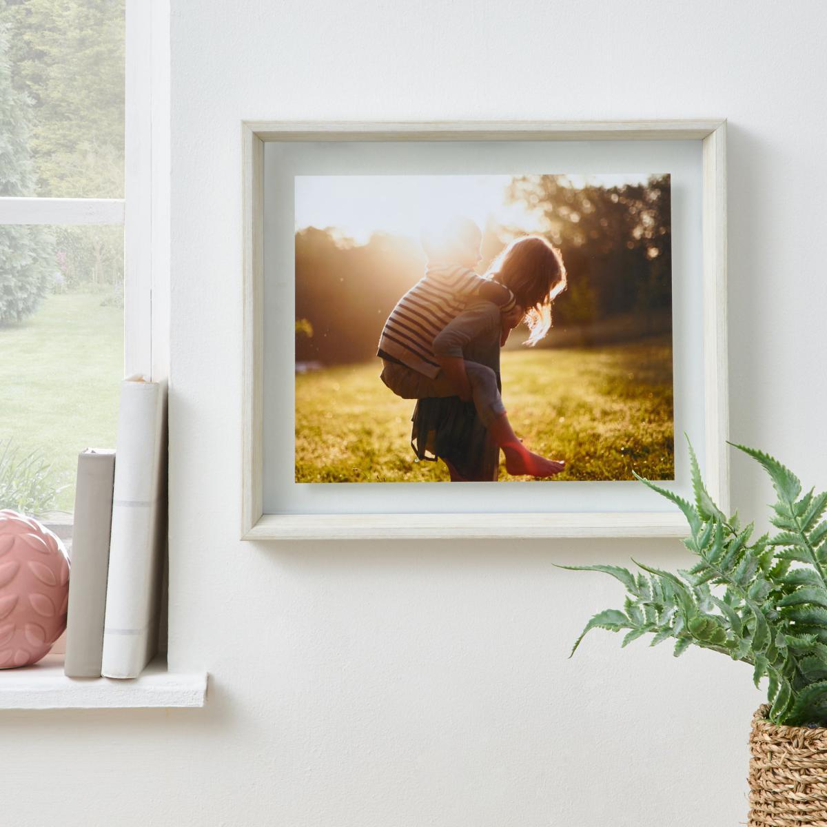 White Wash Angled Floating Frame 10" x 8" (25cm x 20cm) Brown and White – image 1