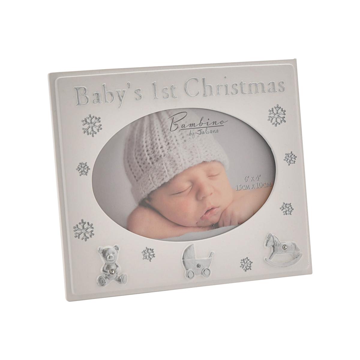 Bambino Resin "Baby's 1st Christmas" Photo Frame White – image 1