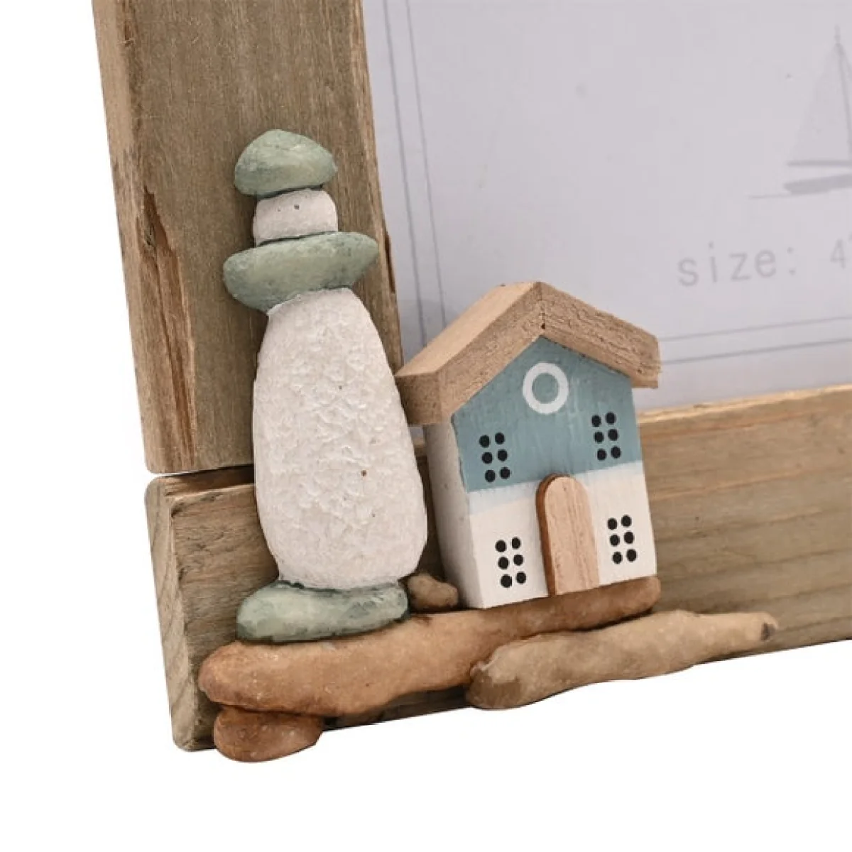 Love Life By The Sea Driftwood & Sea Glass Photo Frame – image 3