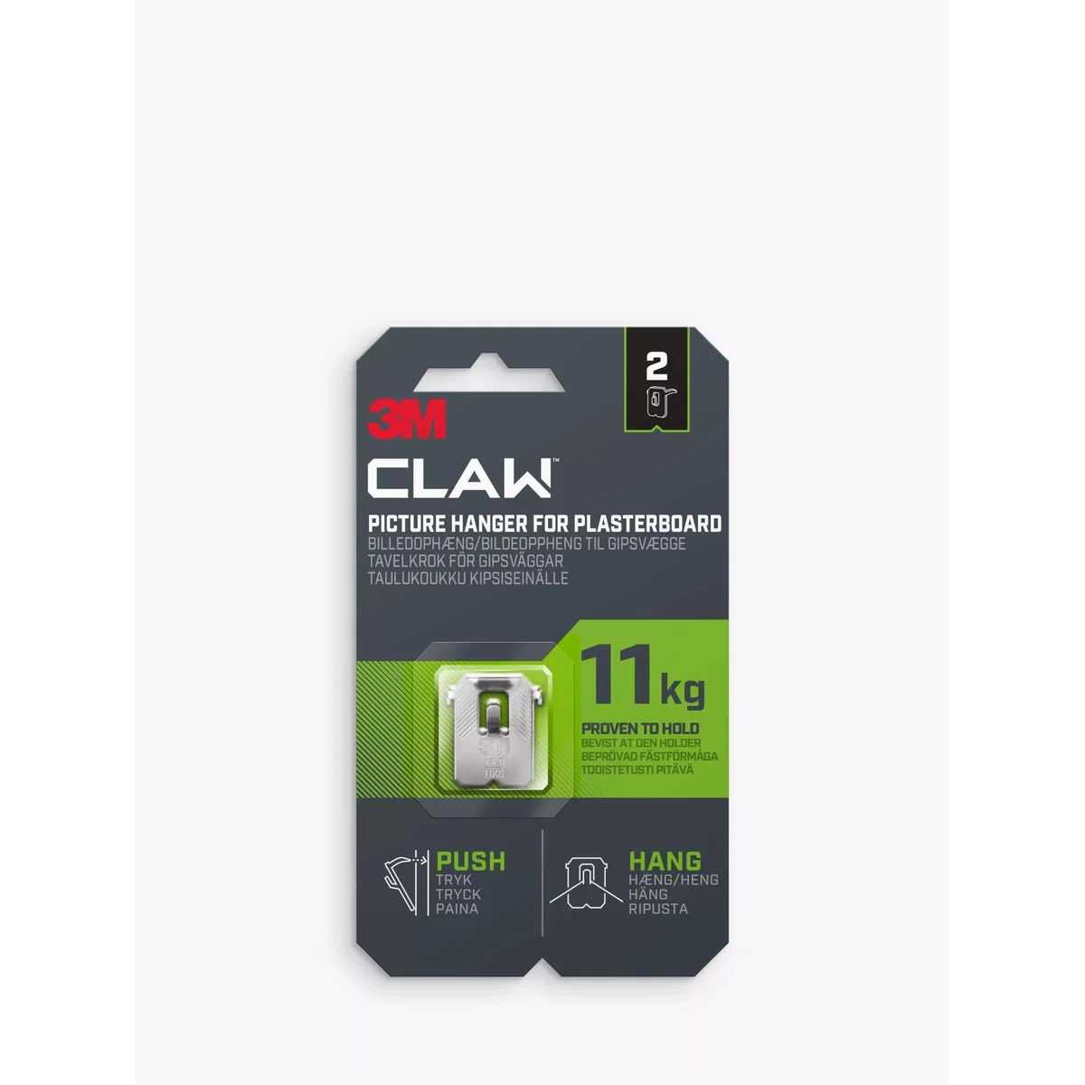 3M CLAW Drywall Picture Hangers, 11kg, Pack of 2 – image 2