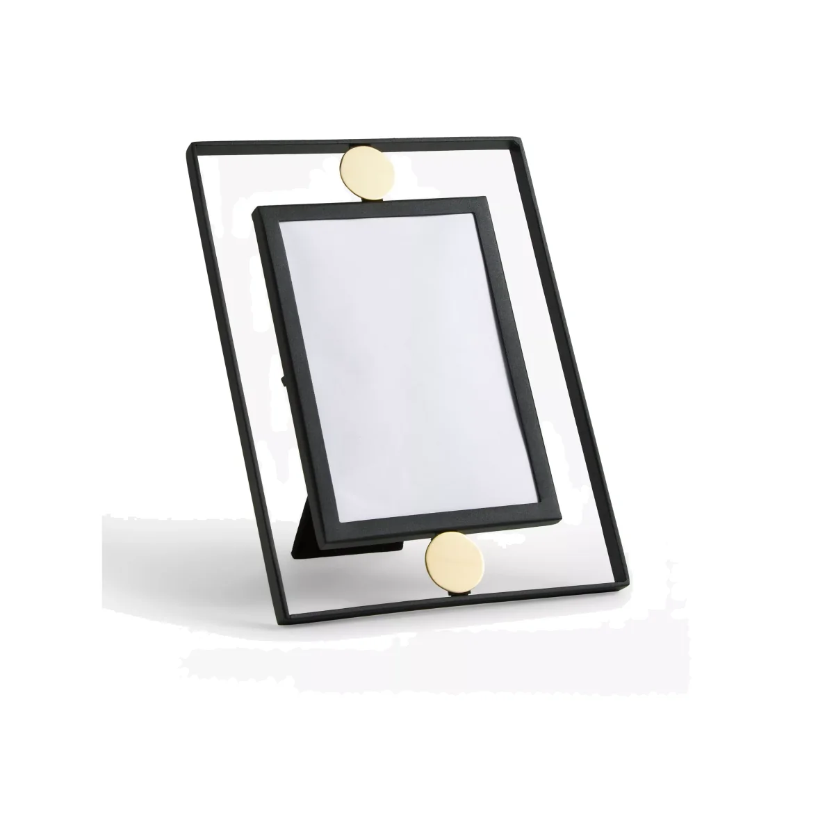 John Lewis Deco Metal Photo Frame, 5 x 7 (13 x 18cm), Black/Brass – image 1