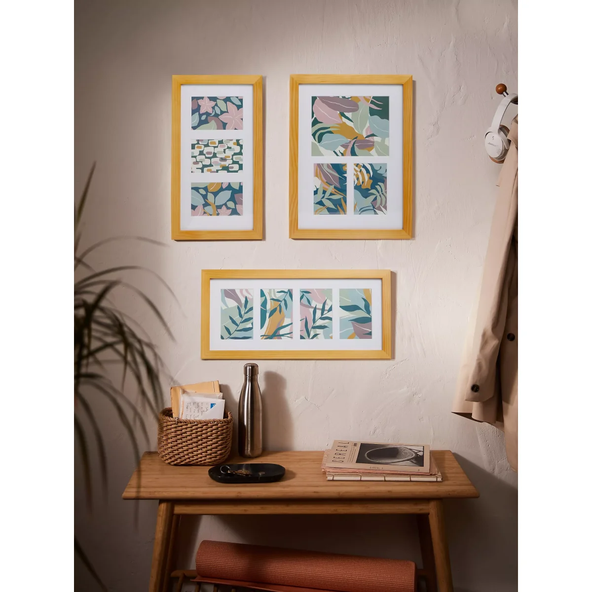 John Lewis Gallery Set Multi-aperture Wood Photo Frames & Mounts, 10 Photo, Natural – image 2