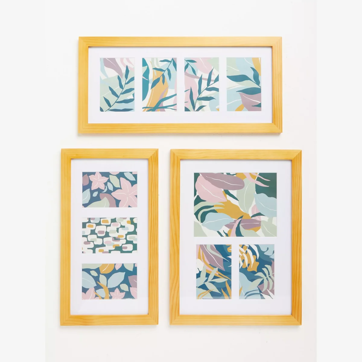 John Lewis Gallery Set Multi-aperture Wood Photo Frames & Mounts, 10 Photo, Natural – image 1
