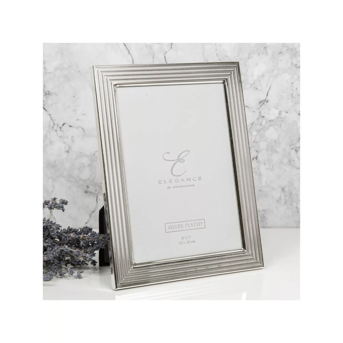 Elegance by Impressions Herringbone Photo Frame, Silver Plated – image 3