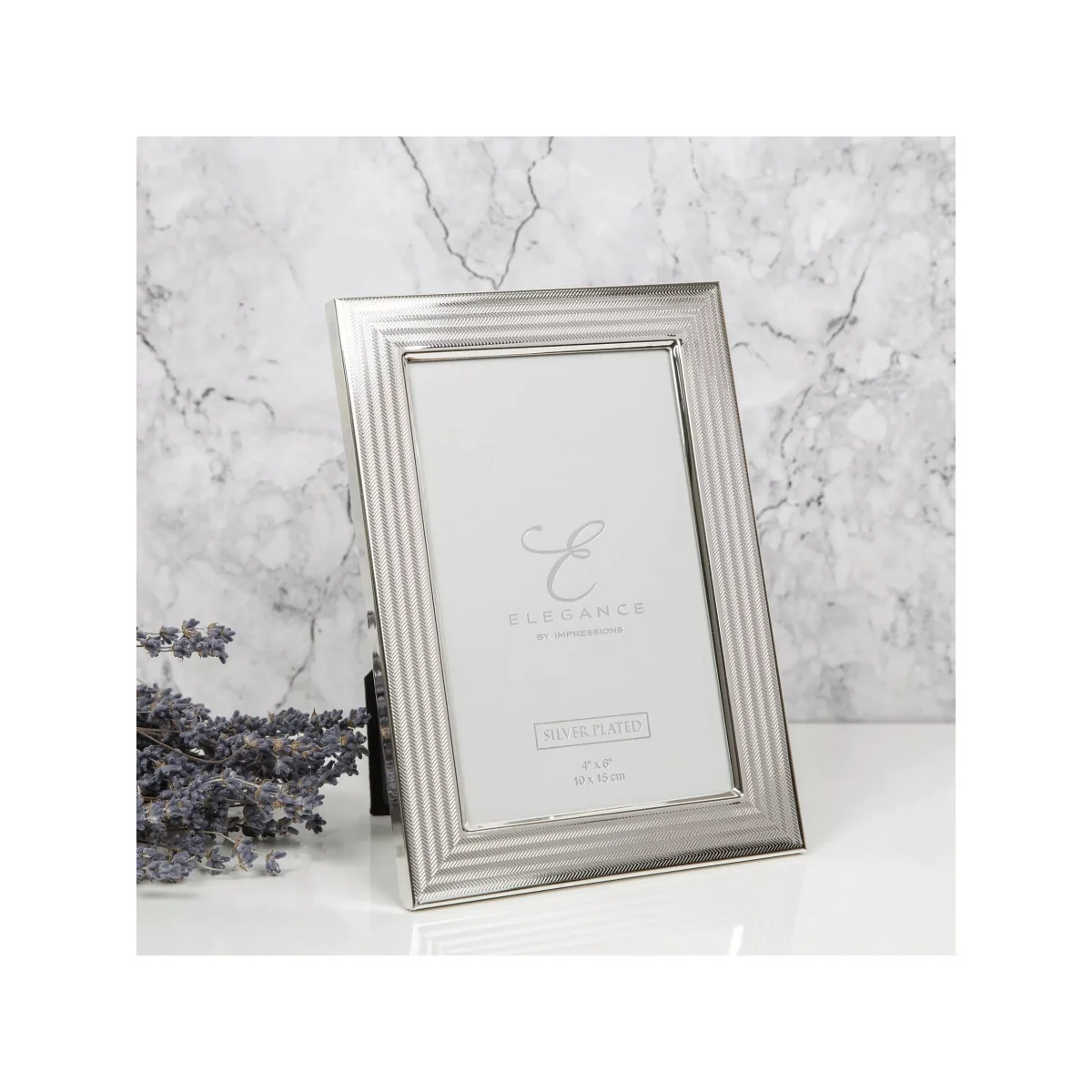 Elegance by Impressions Herringbone Photo Frame, Silver Plated – image 5