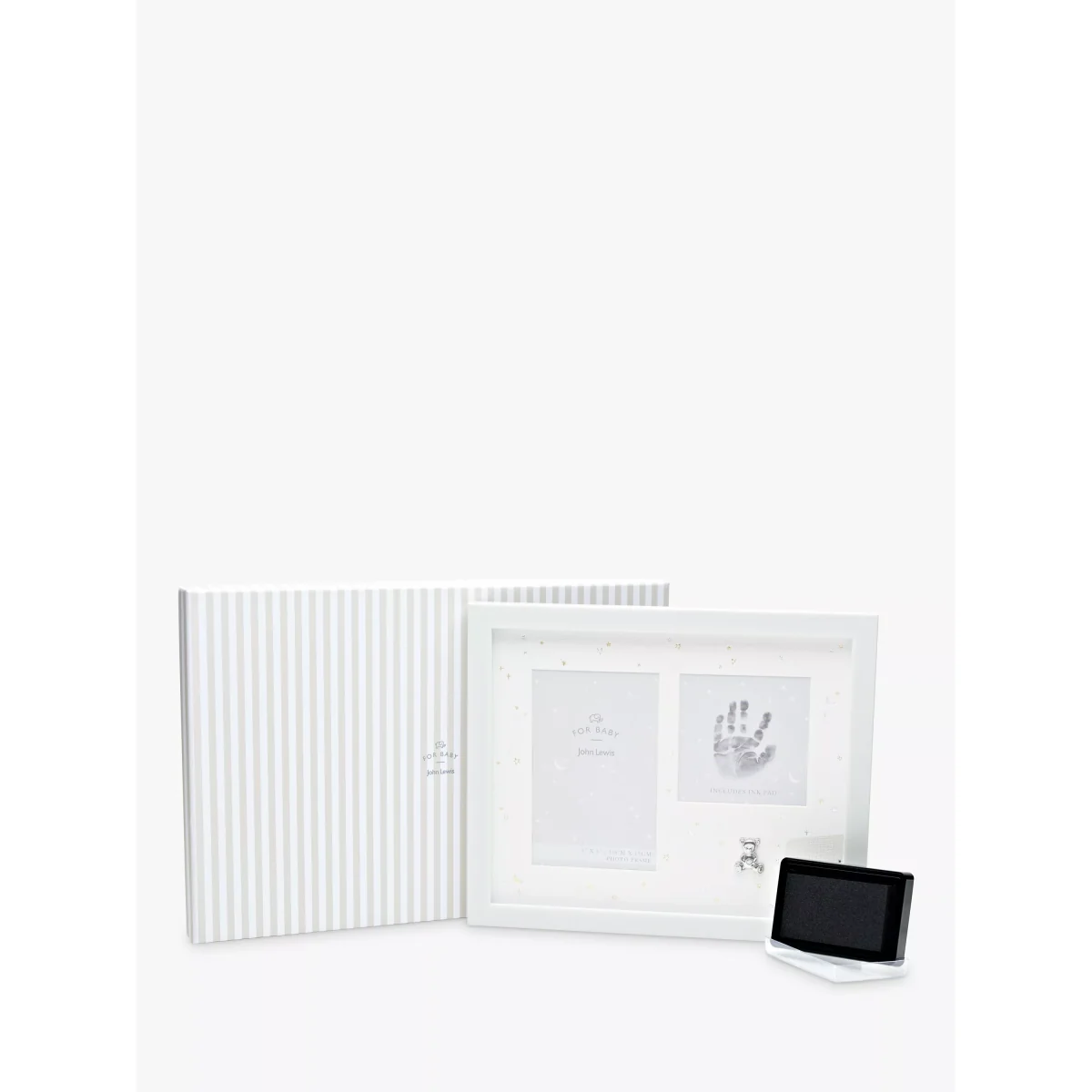 John Lewis & Partners 'For Baby' Hand Print & Freestanding Linen Photo Frame Kit, 4 x 6 (10 x 15cm), Cream – image 2