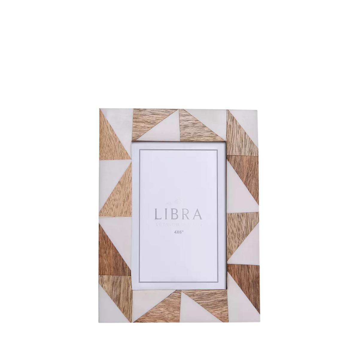 Libra Interiors Geometric Mango Wood Photo Frame, Brown – image 2