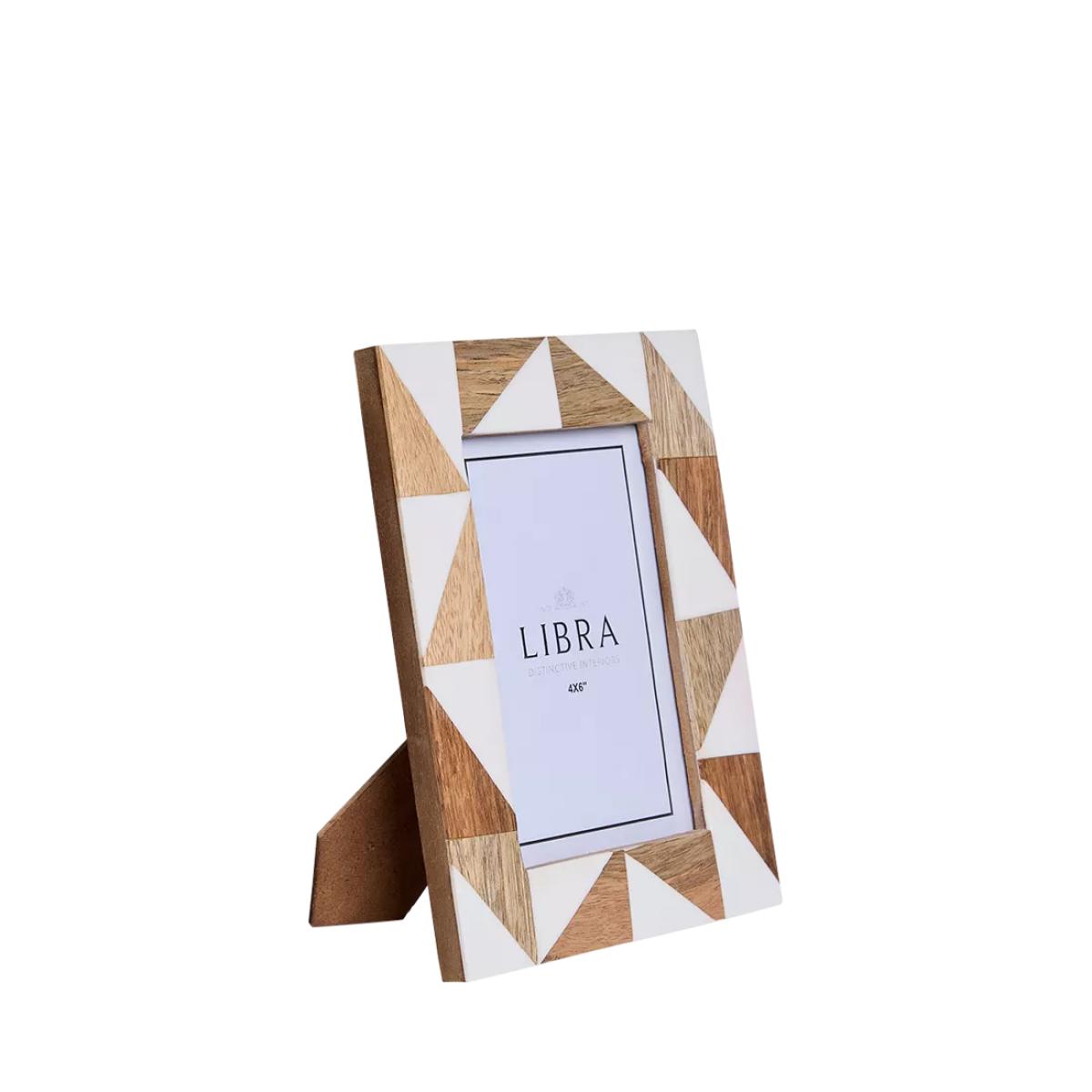 Libra Interiors Geometric Mango Wood Photo Frame, Brown – image 3