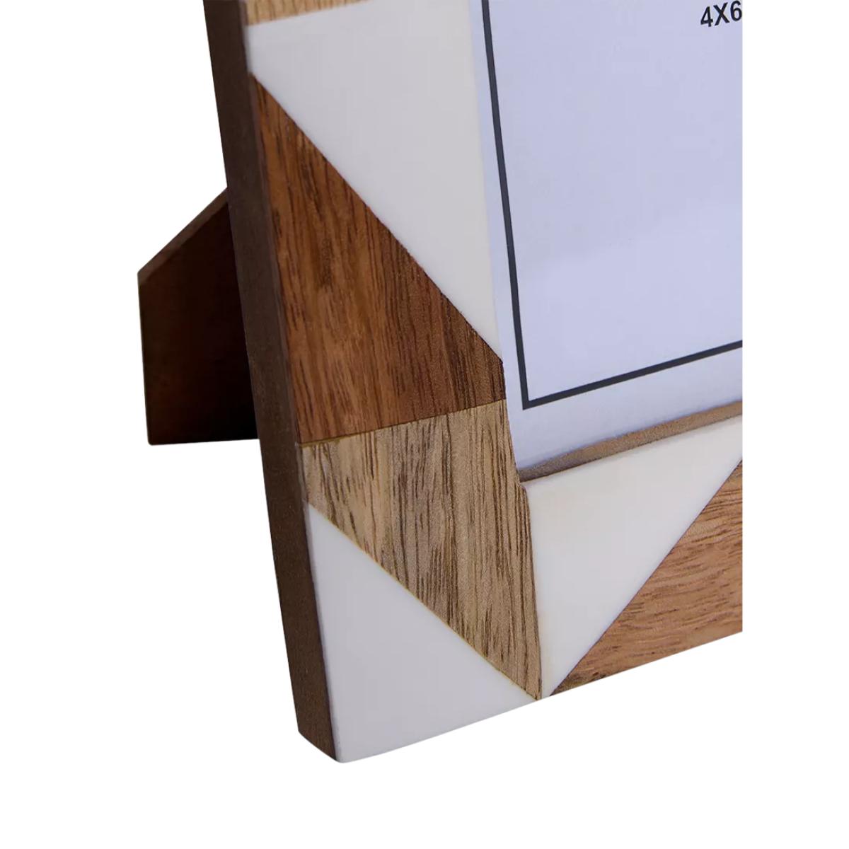 Libra Interiors Geometric Mango Wood Photo Frame, Brown – image 4